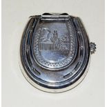 Silver plated horse shoe shaped vesta case
