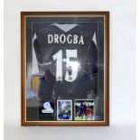 Didier Drogba Chelsea signed framed shirt with Certificate of Authenticity