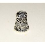 Silver thimble in the form of a pug dog