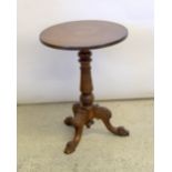 Georgian mahogany tip top lamp table on turned pedestal and tripod legs 70x50 cm