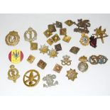 A bag of assorted military badges and officers pips