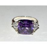 Silver Amethyst set fashion ring size Q