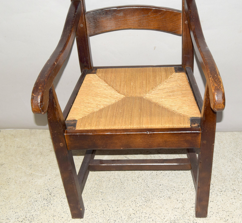 Oak Art Nouveau Country Chair with rattan seat. 105 x 54 x 60cm - Image 3 of 5