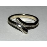 9ct white gold ladies diamond twist ring size O