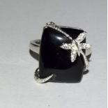 Silver fashion ring with butterfly set size O