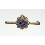 A 9ct gold and enamel WW2 Royal Army Service Corps sweetheart brooch