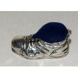 Silver boot pincushion