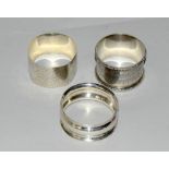 3 x silver napkin rings