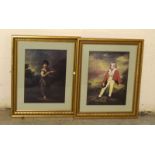 Pair of gilt framed pictures. 60 x 50cm