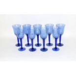9 Cobalt blue wine goblets