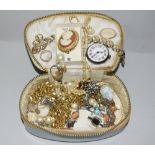 Vintage silver watch together mix jewellery