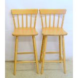 Pair of pine bar / kitchen chairs