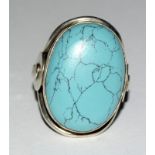 Silver and Turquoise antique set fashion ring size