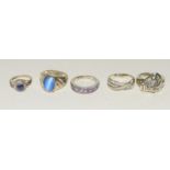 Collection of silver fashion rings