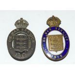 Two WW1 On War Service lapel badges including the enamel version