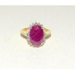 18ct yellow gold ruby and diamond ring of 4.65ct Size M