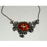 Silver and amber necklace