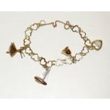 9ct gold ladies charm bracelet with charms