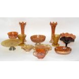 Collection of Vintage Carnival and Amber Glassware