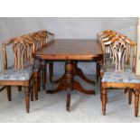 Ducal pine extending dining table with 8 chairs including 2 carvers