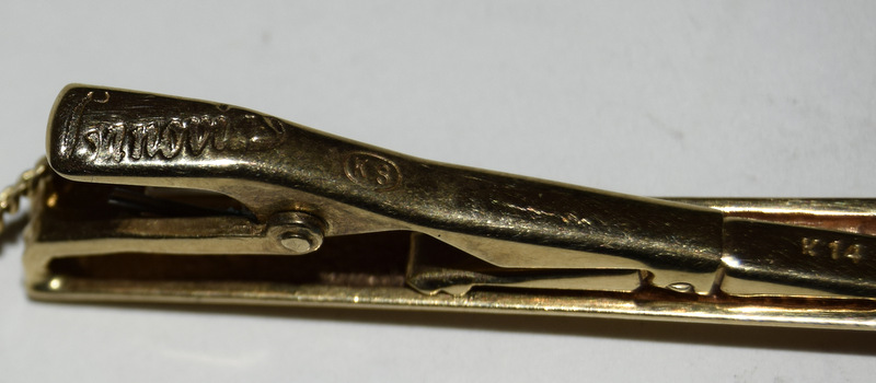 14ct gold tie clip set with diamonds and ruby - Image 5 of 7