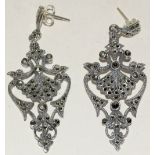 pair of silver and marcasite earrings