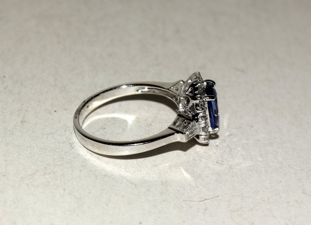 18ct white gold sapphire and diamond cluster ring of approx 2.5ct. Size M - Image 2 of 3