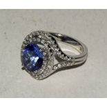 14ct White gold 1/2 White diamond 2.26 cttw Tanzanite ring - GH - S11. Bought on Board Queen