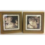 Pair gilt frame female portraits