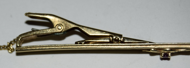 14ct gold tie clip set with diamonds and ruby - Image 6 of 7