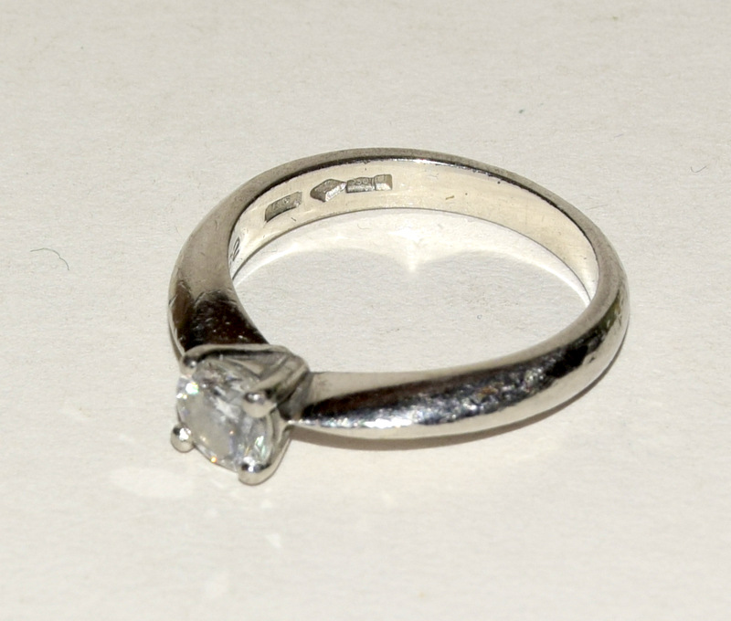 Platinum Ladies Diamond solitaire ring approx 0.5ct size L - Image 4 of 5