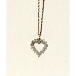 14ct white gold diamond heart shaped pendant necklace