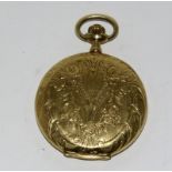 18ct gold full hunter pocket watch porcelaine face 5cm dia