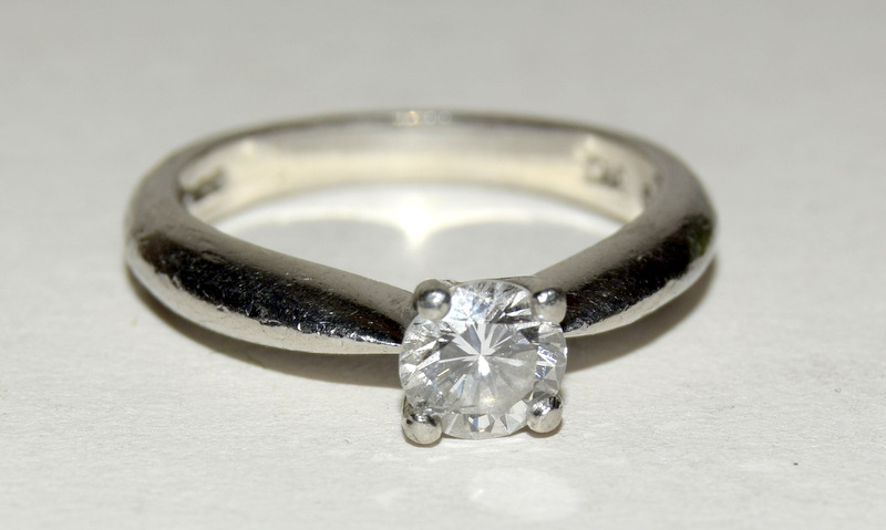 Platinum Ladies Diamond solitaire ring approx 0.5ct size L