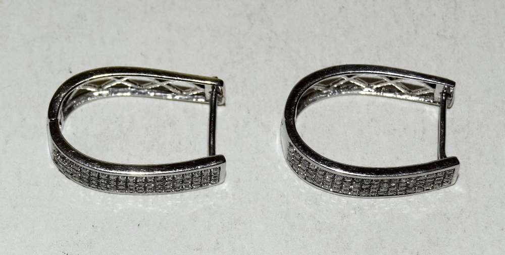 Pair of white gold diamond set hoop earrings - Image 2 of 3