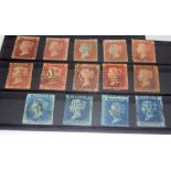 Queen Victoria 10 x 1d Reds & 4 x 2d blues on stockcard