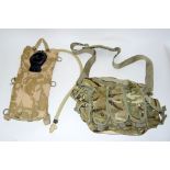 An Army camouflaged CamelBak Individual Hydration System and an Ammunition Grab Bag