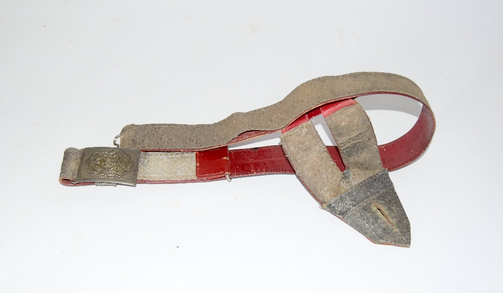 A Victorian Yorkshire Regiment sword belt with buckle