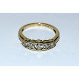 9ct gold Ladies 5 stone ring size O