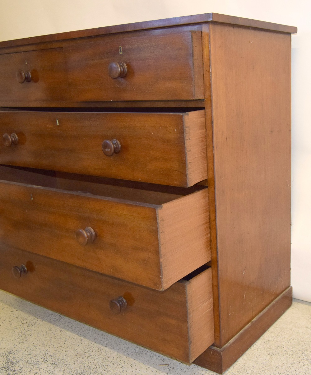 Victorian mahogany 2/3 chest of drawers with bun handles. 103 x 105 x 50cm - Image 6 of 6