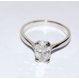 18ct white gold single stone diamond ring of 1.75ct. Size O