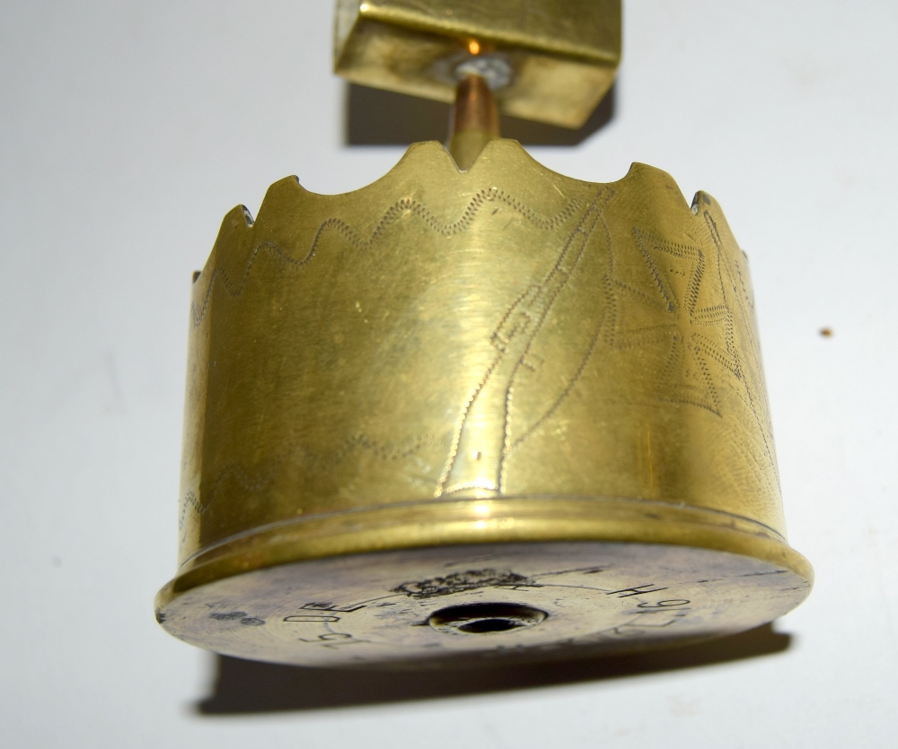 A WW1 trench art ashtray and matchbox holder - decorated with a German Iron Cross and No.82 Prisoner - Image 10 of 10