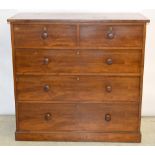 Victorian mahogany 2/3 chest of drawers with bun handles. 103 x 105 x 50cm