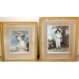 2 Sydney E Wilson Signed Mezzo prints of a young boy and 1 of a woman with impressed watermarks