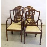 Set 6 Mahogany shield back dinning chairs with drop in seats
