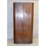 Georgian twin door double corner cupboard with brass hinges and handles