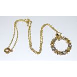 9ct gold Ladies Diamond set necklace and chain