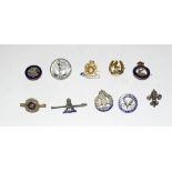 An assortment of 10 WW1 & WW2 sweetheart brooches and lapel badges including 19th County of London