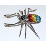 Substantial spider sapphire and CZ brooch