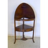 Victorian mahogany corner wash stand on splayed feet with bottom drawer